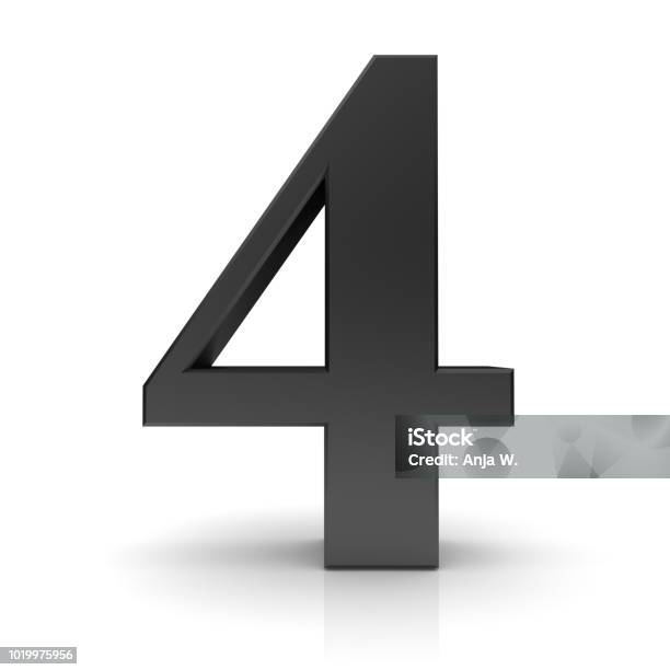 Foto De 4 Sinal De N Mero Quatro Quarto Preto 3D S Mbolo Isolado No
